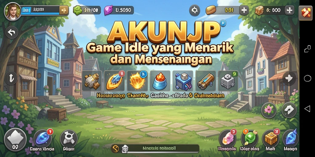 Screenshot AKUNJP menampilkan karakter dalam mode gameplay Idle yang seru.