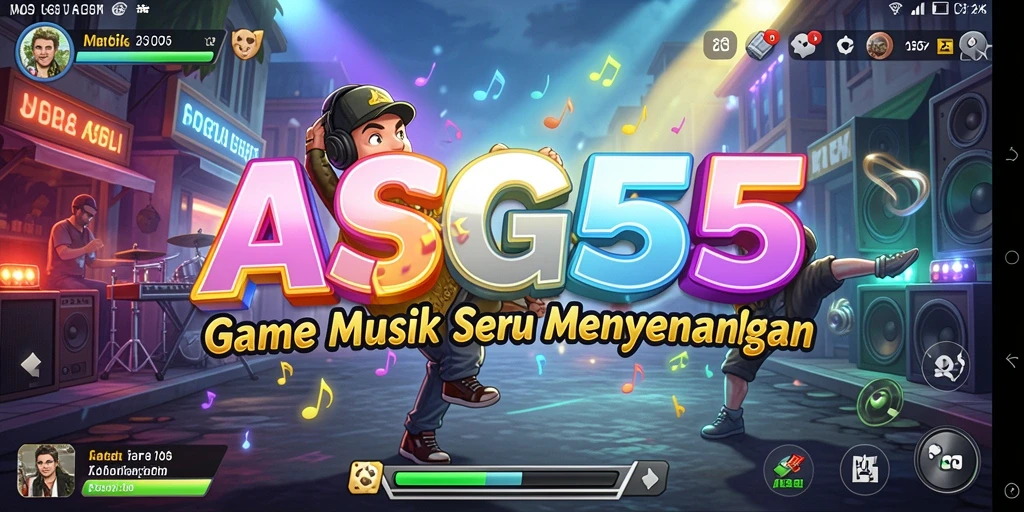 Tampilan gameplay ASG55 dengan berbagai pilihan lagu yang menarik.