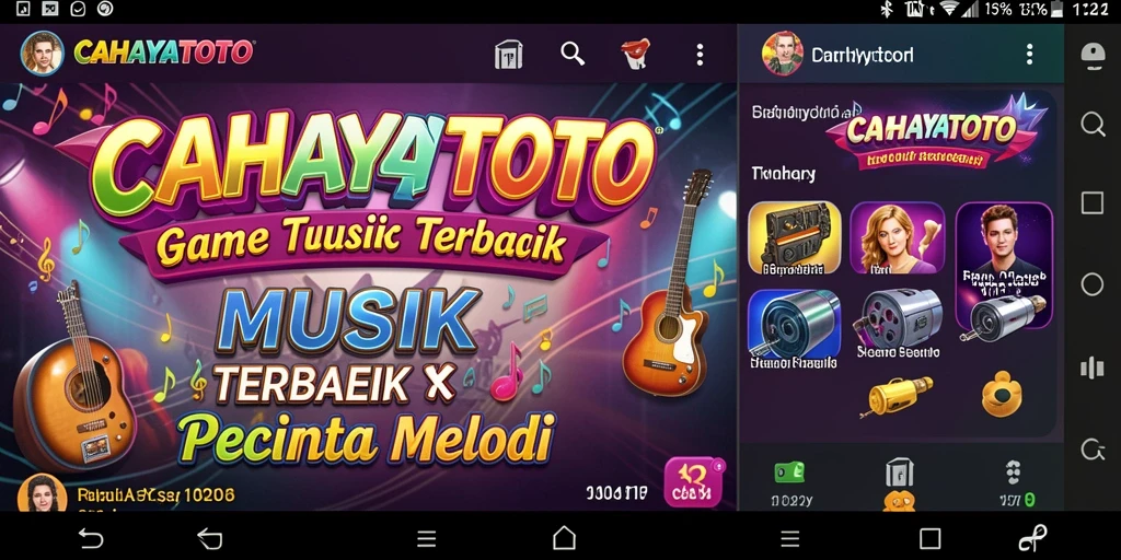 Tampilan layar utama <strong>CAHAYATOTO</strong> dengan gameplay musik yang menarik.