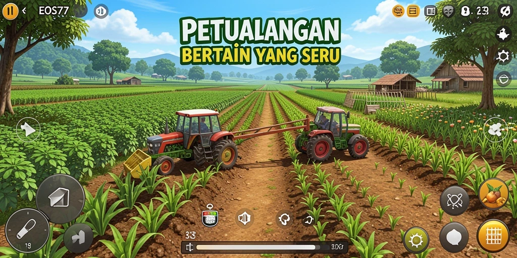 Gameplay menarik dari EOS77 dengan berbagai aktivitas bertani.