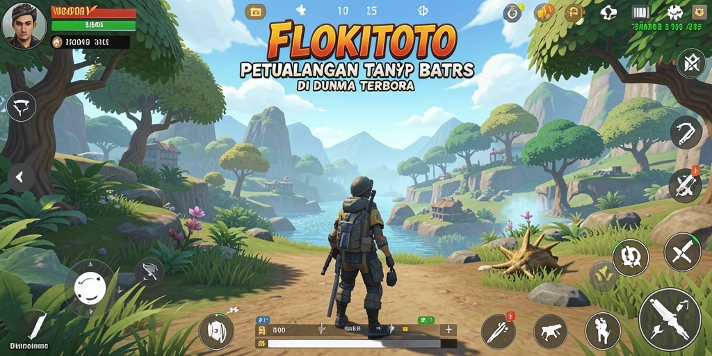 Screenshot gameplay menunjukkan keindahan dunia terbuka FLOKITOTO.