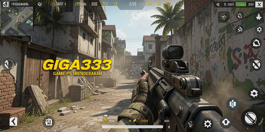 Screenshot gameplay GIGA33 menampilkan aksi tembak-menembak yang mendebarkan.