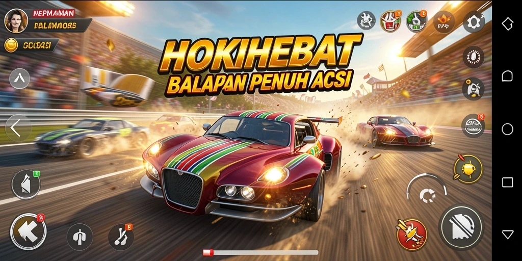 Gameplay balapan yang menegangkan di HOKIHEBAT dengan grafis yang memukau.