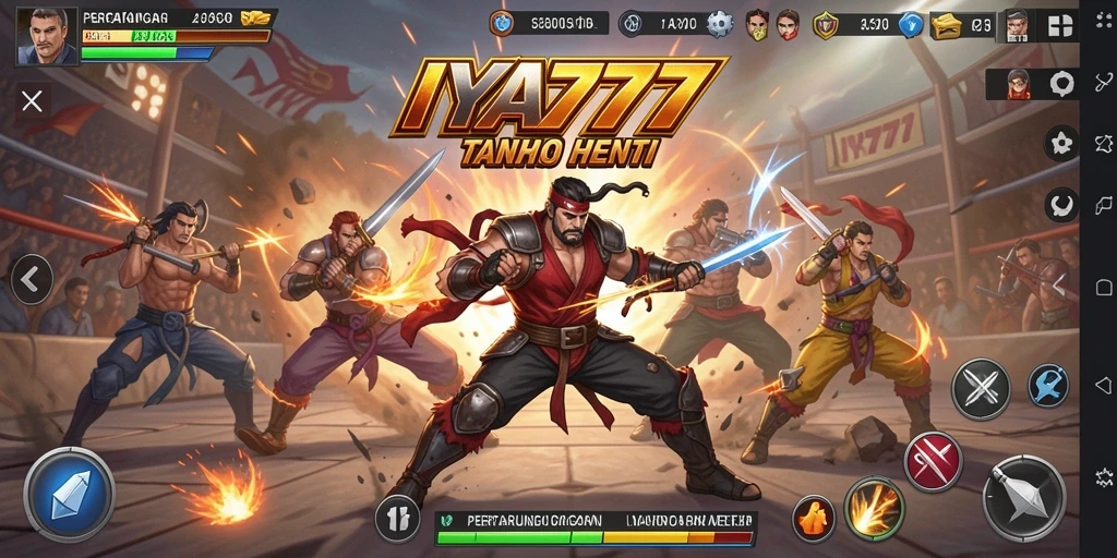 Tampilan gameplay IYA777 dengan karakter Fighting yang seru dan intens.