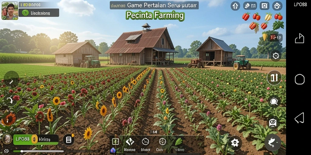Tampilan gameplay LPO88 menunjukkan aktivitas bertani yang seru.