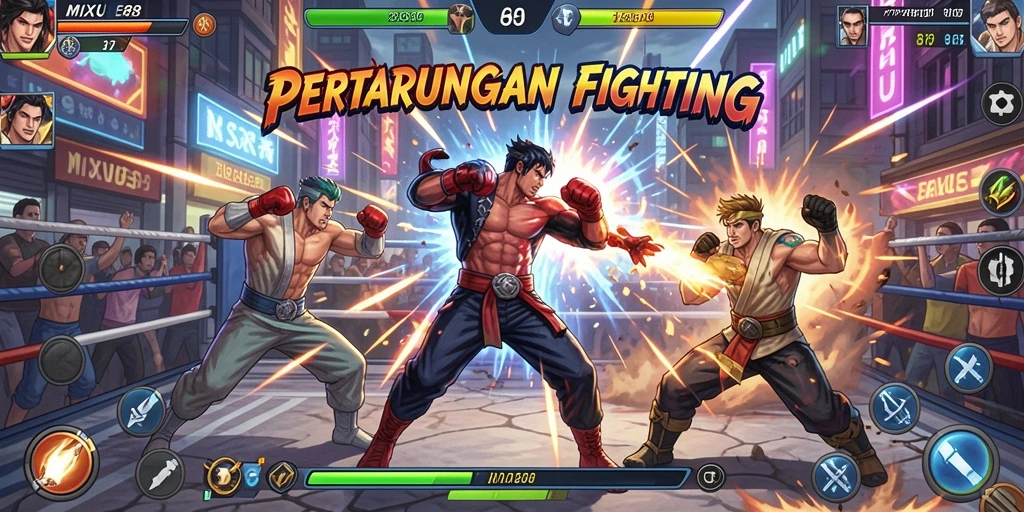 Tampilan mendebarkan dari gameplay pertarungan di MIXUE88.