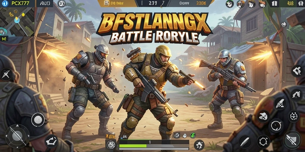 Screenshot menampilkan aksi seru dalam game Battle Royale PCX777.