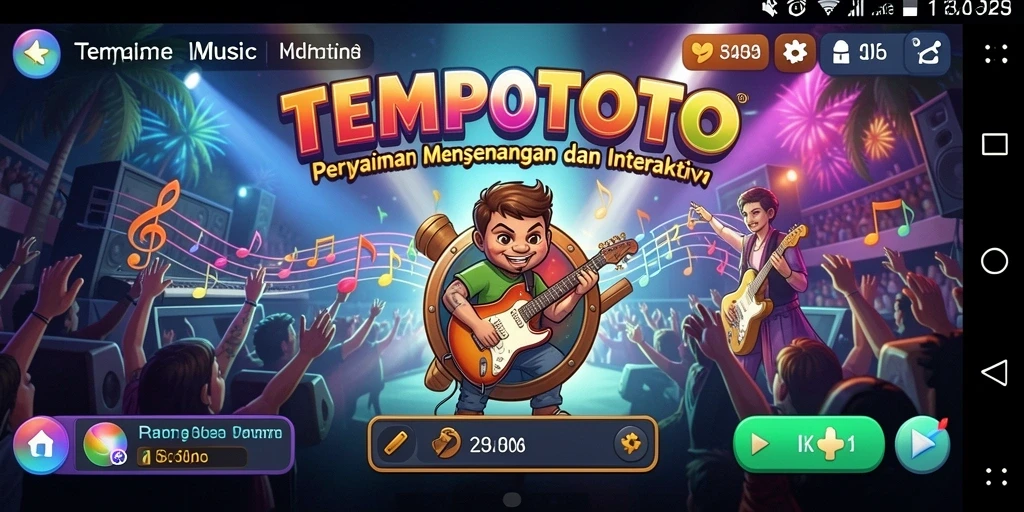 Tampilan gameplay dari TEMPOTOTO yang menampilkan interaksi musik yang dinamis.