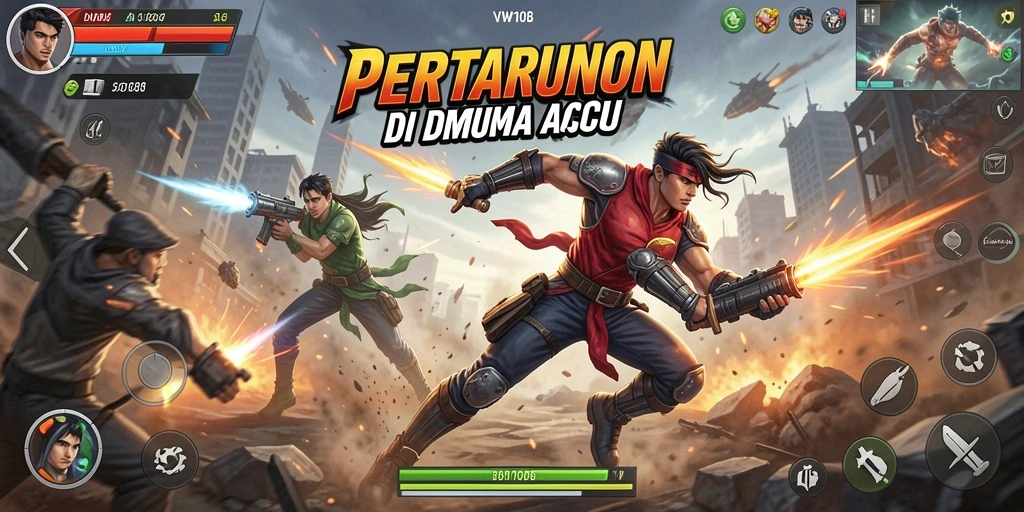 Tampilan gameplay seru dari VW108 saat bertarung.