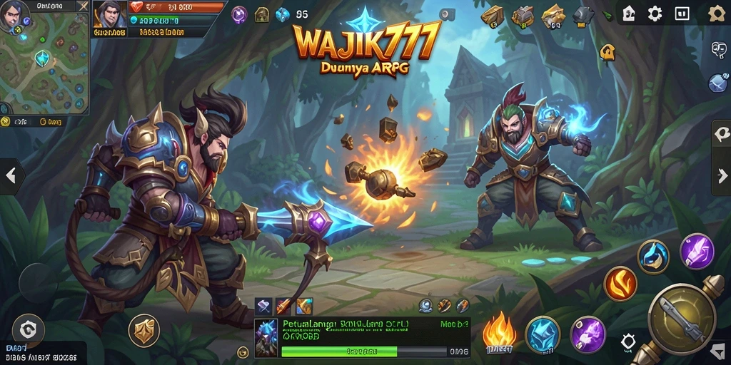 Screenshot utama WAJIK777 menampilkan aksi pertarungan yang intens dalam game ARPG.